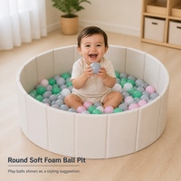 KULINYA Piscine à balles ronde en mousse souple crème avec clôture pour tout-petits, idéale pour la crèche et les jeux intérieurs, OEM ODM Vente en gros