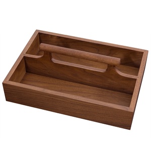 Industrial Mango Wood Cutlery <b>Caddy</b> with Iron Handles, Wholesale 3-Compartment Tabletop Organizer Bulk Export - Product Image 3
