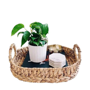 Natural Rattan Storage Basket Oval With Handles Rustic Home Decoration <b>Tray</b> For Neatening - Product Image 1