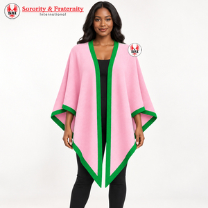 SRI Group Alpha Kapa – Pull décontracté en acrylique pour femme, poncho châle tricoté à carreaux, chaud et doux, avec logo frontal - Product Image 5