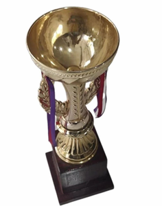 Copa de Trofeo Ornamental con Acabado Dorado, Diseño Floral en Relieve, Asas Curvas y Base Elegante para Campeones Deportivos - Product Image 3