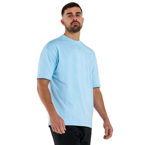 Camiseta de Seda 100% para Hombre, Cuello Redondo, Manga Corta, Corte Holgado, Color Azul Claro, Logotipo Frontal con Estampado de Leopardo, Diseño Casual y Transpirable - Product Image 5