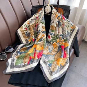 Vintage Silk Scarf Orange <b>White</b> Patterned Square Multi-Functional <b>Tie</b>-dye Customizable Length All Seasons Accessory Breathable - Product Image 5