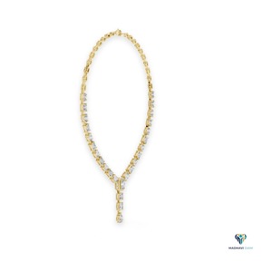 21.178 CT Yellow Gold Emerald Cut Lab Grown Diamond <b>Necklace</b> in 14K Solid Gold, Multi-Shape Drop <b>Statement</b> <b>Necklace</b> for Weddings - Product Image 2