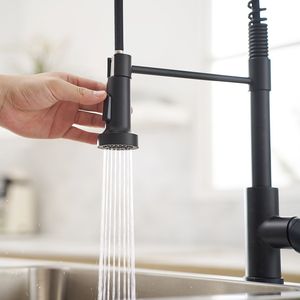 Grifo de cocina comercial monomando negro con rociador extraíble para fregadero - Product Image 4