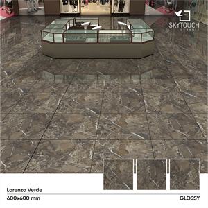 Carreaux de sol en porcelaine de qualité export, aspect granit gris, finition brillante, aspect marbre, usage résidentiel, 60x60, Inde - Product Image 2