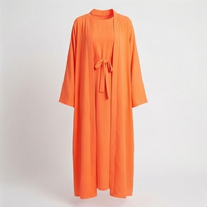 2025 OEM Kimono Abaya pour femmes musulmanes, en tissu polyester épais, doux et très extensible, col en V, manches longues, pour fêtes, Ramadan, mariages - Product Image 1