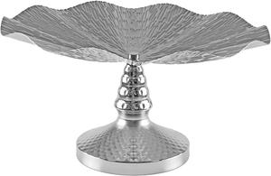 Bol de rangement en métal de haute qualité astucieusement conçu Base ondulée boule de fruits piédestal surélevé couleur argent pièce maîtresse de fête de mariage - Product Image 2