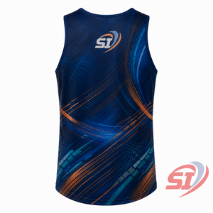 Débardeur de course personnalisé avec logo sur mesure, séchage rapide, pour marathon, sans manches, vêtement de sport, violet jade, motif arc vectoriel - Product Image 2