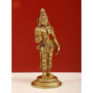 Petite sculpture Devi Parvati en laiton de 5 pouces fabriquée à la main en Inde - Product Image 2