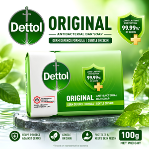 Dettol For Original Antibacterial Bar <b>Soap</b> Germ Defence Formula Gentle on Skin Nature 100g Daily Bath <b>Soap</b> for All Skin Types - Product Image 1