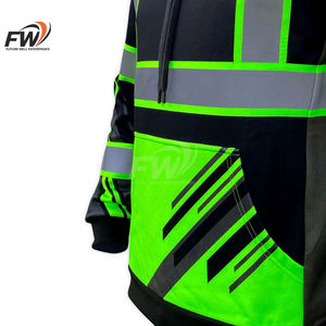 Veste polaire haute visibilité réfléchissante pour homme avec fermeture éclair frontale, col montant et capuche intégrée, idéale pour la construction – Grande Vente - Product Image 6