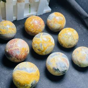 Wholesale Hot Selling Stunning Genuine Excellent Polishing Yellow Crazy Lace Agate <b>Ball</b> Natural Quartz Crystal Stripe <b>Sphere</b> - Product Image 1