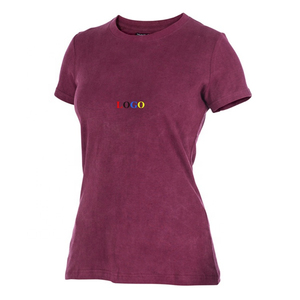 Camiseta de Algodón Azul para Mujer, Corte Ajustado, Cuello Redondo, Informal, con Logotipo Estampado, para Primavera/Verano - Product Image 3