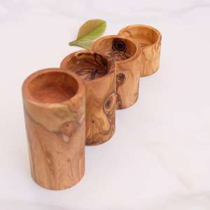 Porte-bougies cylindriques en bois naturel faits à la main, décoration rustique pour la maison, ensemble de 4 - Product Image 4