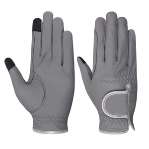 Gants d'équitation en cuir pleine main unisexe compatibles écran tactile respirants gris à enfiler pour usage extérieur 2026 en promotion - Product Image 1