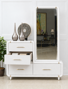Cómoda Blanca de 4 Cajones con Espejo de Cuerpo Entero, Moderna Cómoda Independiente para Dormitorio - Product Image 3