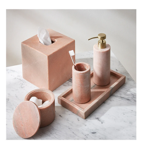 Ensemble d'accessoires de salle de bain en marbre et métal de la plus haute qualité, apparence élégante avec fonctionnalité pratique - Product Image 1