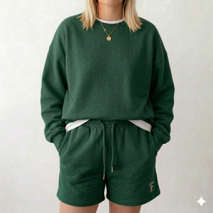 Ensemble tendance hiver col montant et short pour femme – Tenue assortie confortable, douce et élégante pour le quotidien - Product Image 1