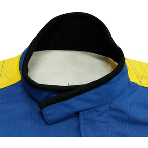 Traje de Carreras de Karting con Estampado de Llamas Personalizado, Azul y Amarillo, de Dos Capas, Ignífugo, OEM, Venta al Por Mayor, Ropa Deportiva para Automovilismo - Product Image 5