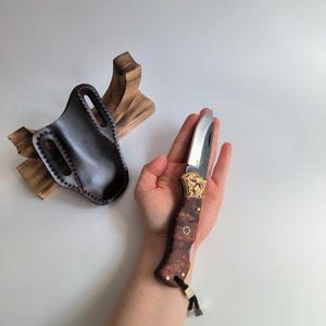 Navaja Plegable Multiusos con Hoja de Acero de 20.8cm, Punta de Gota, Perilla de Pulgar, Mango de Madera, Diseño Artístico, 0.5mm, 6.7in de Longitud Total, Afilada - Product Image 5