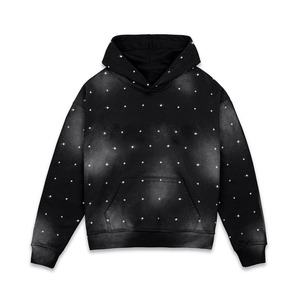 เสื้อฮู้ดดี้ปักเพชรแบบสวม Unisex ทรงโอเวอร์ไซส์ สไตล์สตรีทแวร์ลำลอง ผ้าฟลีซมีฮู้ด 100% ผ้าฝ้าย ระบายอากาศได้ดี สำหรับผู้ชาย - Product Image 1