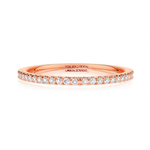 Rose Gold Plated Bridal Band Ring with Zircon Stones - Product Image 2