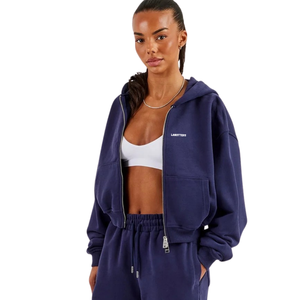 Conjunto de chándal con capucha y cremallera completa para mujer, pantalones anchos rectos con cordón en la cintura y dobladillo fruncido, conjunto de dos piezas para descanso, viajes y uso urbano - Product Image 3
