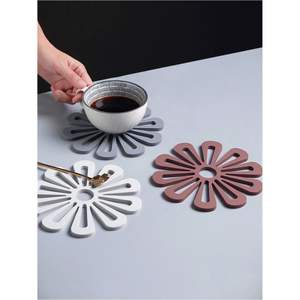 Wholesale Custom Laser Cut Wooden Coaster Set - Anti-Slip Heat Resistant Hexagon Cup Pad - Modern Striped Pattern Wood <b>Table</b> <b>Mat</b> - Product Image 1