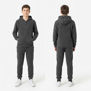 Survêtement à capuche orange pour filles, sweat-shirt à fermeture éclair intégrale avec poches latérales, coupe ample décontractée, vêtements d'automne - Product Image 2