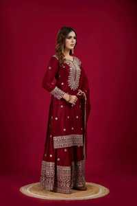 Moda de Tendencia para Mujer: Vestido Largo Anarkali de Gorgette Bordado con Dupatta, Traje para Bodas y Fiestas, India 2026, para Chicas - Product Image 2