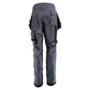 Pantalon de travail gris noir avec poches à outils, pantalon cargo industriel durable pour les travaux de construction - Product Image 2