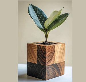 Jardinière carrée en bois à marque privée avec système de drainage pour la décoration de balcon, terrasse et cour - Product Image 1