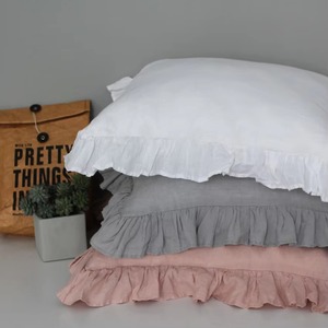 Taie d'oreiller en lin personnalisée avec logo, couleur unie, fermeture à rabat, vente en gros - Product Image 2