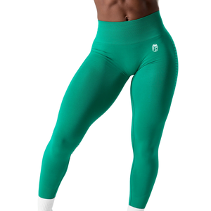 Leggings de yoga sans couture taille mi-haute pour femme, effet sculptant et contrôle du ventre, extensibles, pour la gym et l'entraînement, vert - Product Image 1