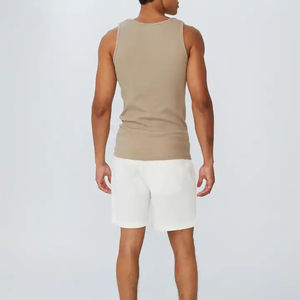 Camiseta sin mangas acanalada para hombre, cuello redondo, chaleco liso, camiseta interior básica de algodón, ropa deportiva informal, camiseta sin mangas para fitness para hombre - Product Image 3