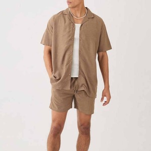 Men Summer Shorts <b>Set</b> T Shirt and Matching Shorts Outfit Relaxed Fit Lightweight Breathable Casual Clothing for Beach Vacation - Product Image 1