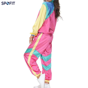 100% <b>Nylon</b> Windbreaker Tracksuit Set Colour block Shell Jacket & <b>Jogger</b> Pants, Vintage Style Athletic Wear for Men & Women - Product Image 6