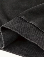 Sweat-shirt oversize noir délavé à l'acide pour femme, col rond, épaules tombantes, manches longues, imprimé tasse de café