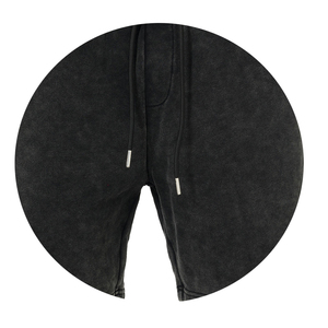 กางเกงขาสั้นสีดำฟอกสีสไตล์วินเทจสำหรับผู้ชาย ผ้าฝ้าย มีเชือกผูกเอว พร้อมออกแบบลายตามสั่ง รับผลิตแบบ OEM ราคาขายส่ง - Product Image 3