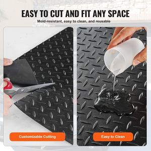 Piastra diamantata per pavimenti in gomma rotolo 3mm X 4ft X 10ft tappetino da Garage facile da pulire per auto Garage industria palestra-gomma nera SBR - Product Image 5