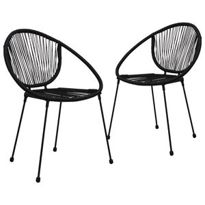 Ensemble bistrot empilable 3 pièces en rotin PVC noir, acier et verre pour mobilier de patio - Product Image 5
