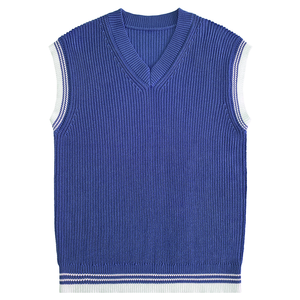 Gilet pull sans manches tricoté personnalisé pour homme, anti-rétrécissement, respirant, col en V, avec logo, pour printemps automne, OEM - Product Image 3