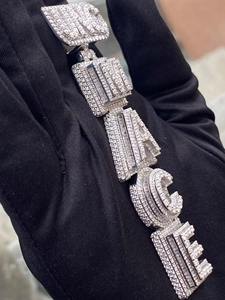 Pendentif personnalisé en moissanite glacée, argent sterling 925, luxe hip-hop, plaqué or 18 carats, pour homme et femme, idéal pour les fêtes - Product Image 3