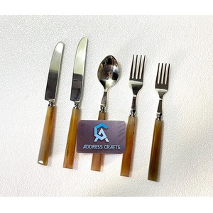 Ensemble de Couverts Modernes en Gros avec Manche en Corne, Vaisselle de Mariage de Luxe, Ensemble de Couverts en Acier Inoxydable, Vaisselle de Table - Product Image 1