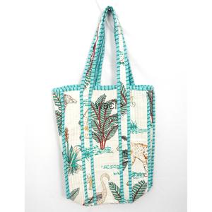 Sac fourre-tout en coton matelassé élégant avec motif géométrique moderne et fermeture à glissière, sac multifonctionnel pour le shopping, les voyages, la plage - Product Image 1