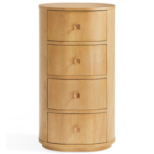 โต๊ะข้างเตียงไม้สักทรงกลมทันสมัย 4 ลิ้นชัก - Product Image 1