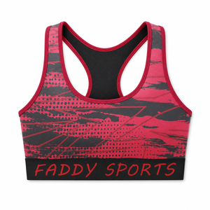 Custom Red Black Charcoal Grey Abstract Print Racerback Sports <b>Bra</b> High Support Women Gym Fitness Training Activewear Gym <b>Bra</b> - Product Image 4