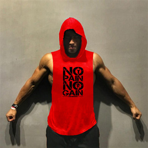 Men's Custom Logo 100% Polyester Gym Vest Breathable Quick Dry Knitted Sports Tank <b>Top</b> Casual Workout Sleeveless Hoodie 180g - Product Image 3