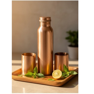 <b>Bulk</b> gift <b>bottle</b> supplier Copper <b>Water</b> <b>Bottle</b> With Lid Portable Travel Flask Minimalist Design - Product Image 3